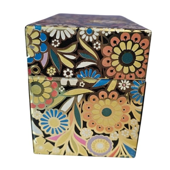 J Chein USA Recipe Box Tin Metal Vtg Cooking Recipes Mod Retro Flowers Floral - Picture 10 of 13